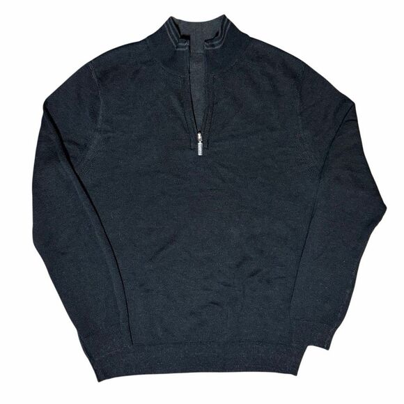 Tommy Bahama Reversible 1/4 Zip Pima Cotton Sweater Medium Gray - Picture 3 of 7